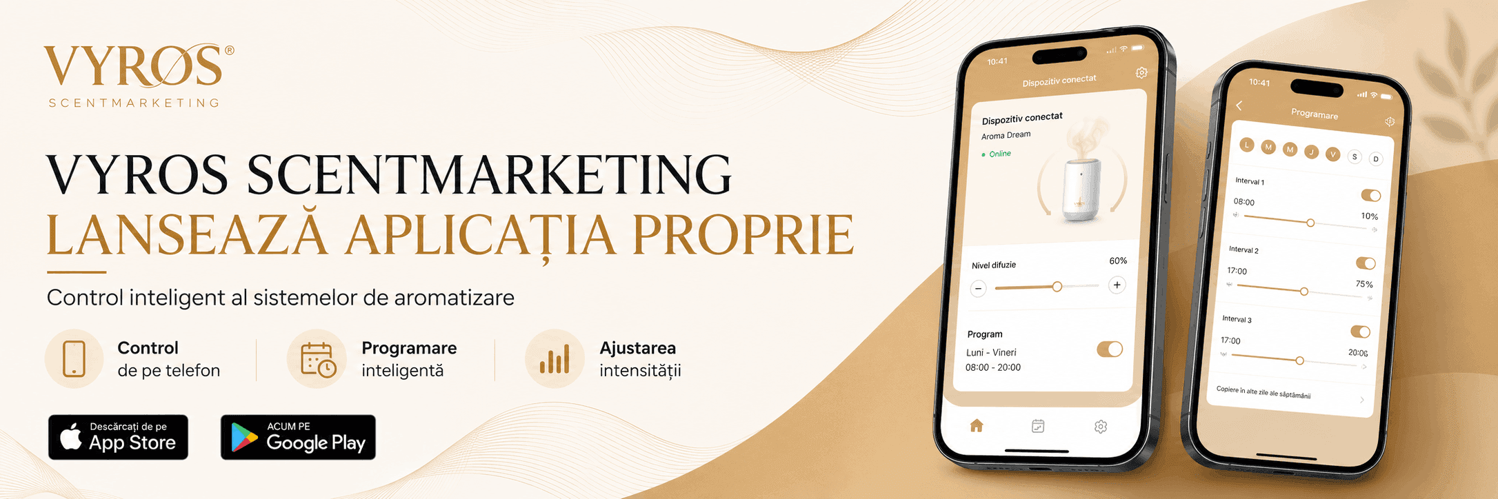 Aplicația VYROS SCENTMARKETING pentru controlul inteligent al sistemelor de aromatizare